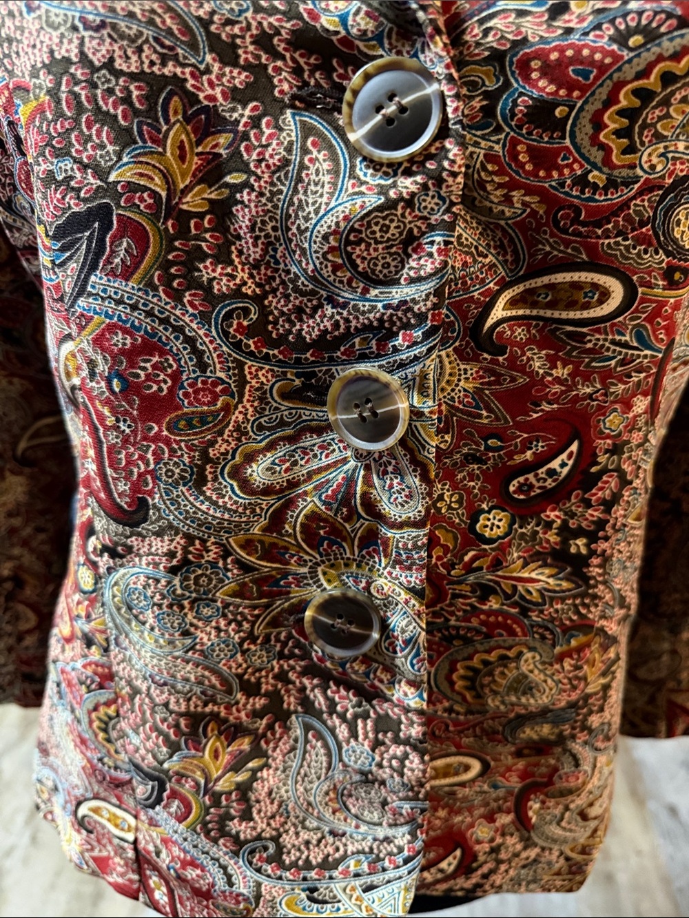 Chapter One Vintage Style Paisley Women's Blazer - Red Multicolor - Picture 2 of 13